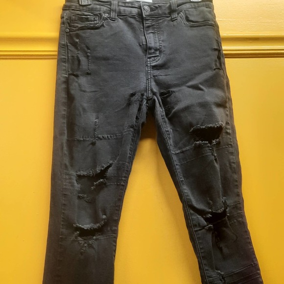 Eunina Clara Distressed High Rise Skinny Crop Jeans Womens Black Pants Size 7 - Picture 2 of 8